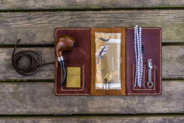 Personalized Leather Pipe Pouch/Pipe Roll - Brown