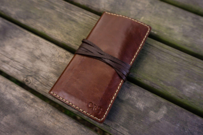 Personalized Leather Pipe Pouch/Pipe Roll - Brown