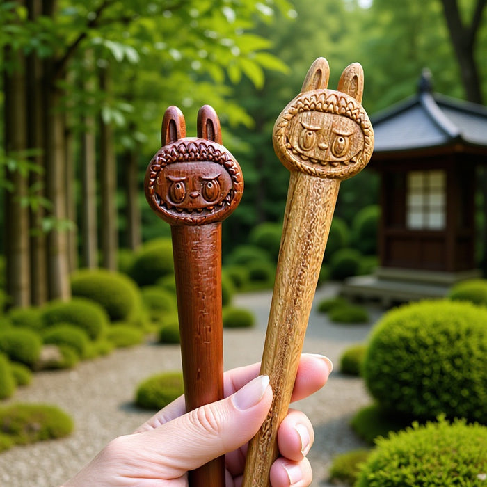 PF159 - 13cm Labubu Wooden Hair Sticks - Wholesale
