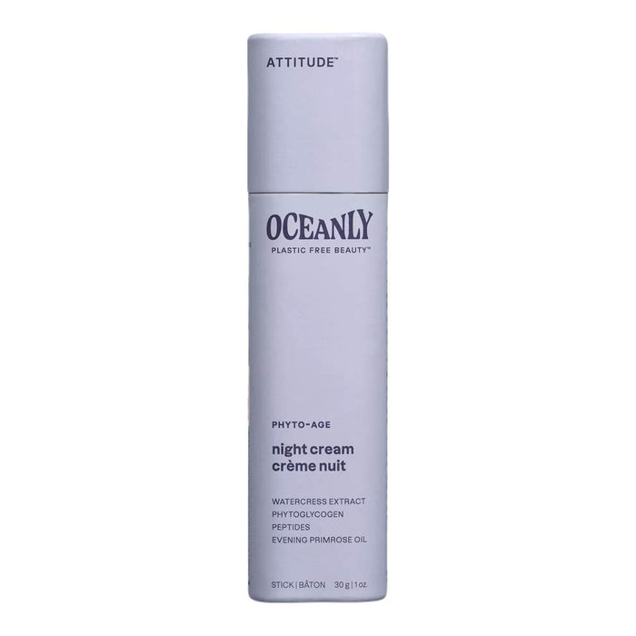 Oceanly night cream bottle on a white background.