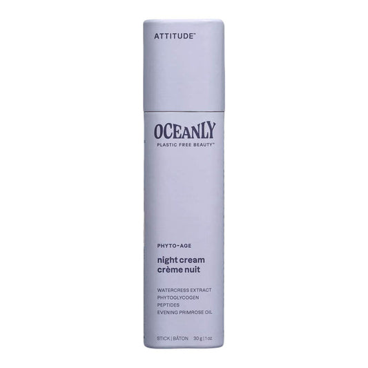 Oceanly night cream bottle on a white background.