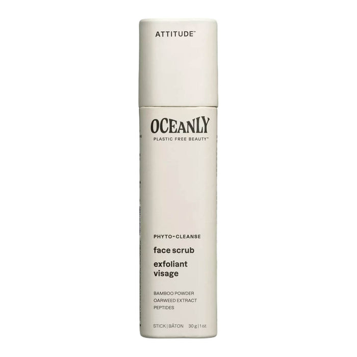 Oceanly face scrub bottle on a white background.