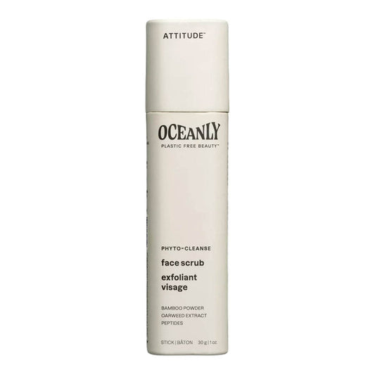 Oceanly face scrub bottle on a white background.