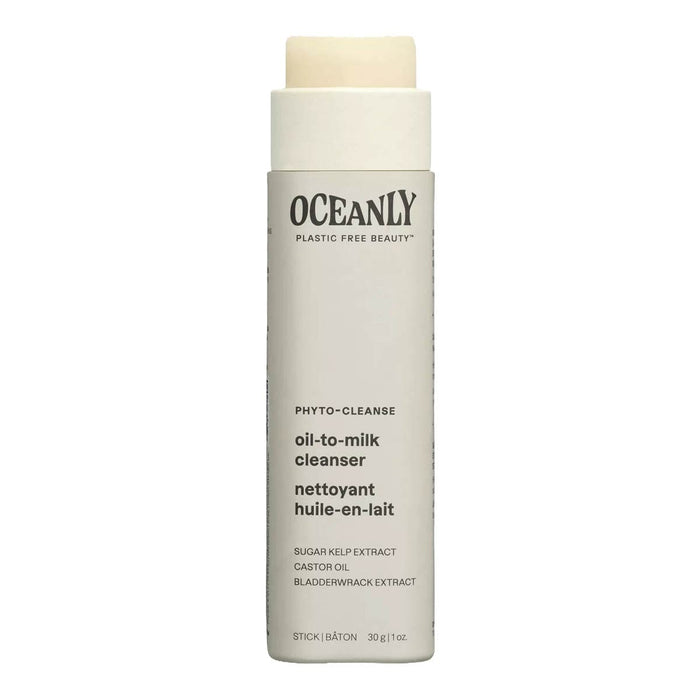 Oceanly oil-to-milk cleanser stick on a white background.