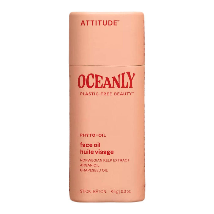 Oceanly face oil stick with 'Attitude' branding on a white background.