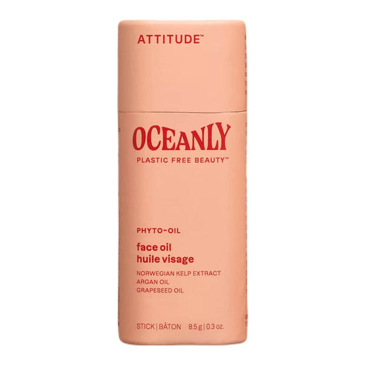 Oceanly face oil stick with 'Attitude' branding on a white background.