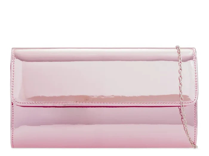 Pink Glossy Patent Clutch Bag