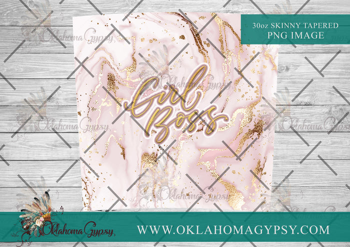Pink Marble Girl Boss Digital File Wrap