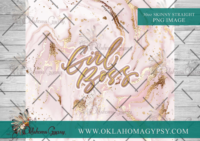 Pink Marble Girl Boss Digital File Wrap
