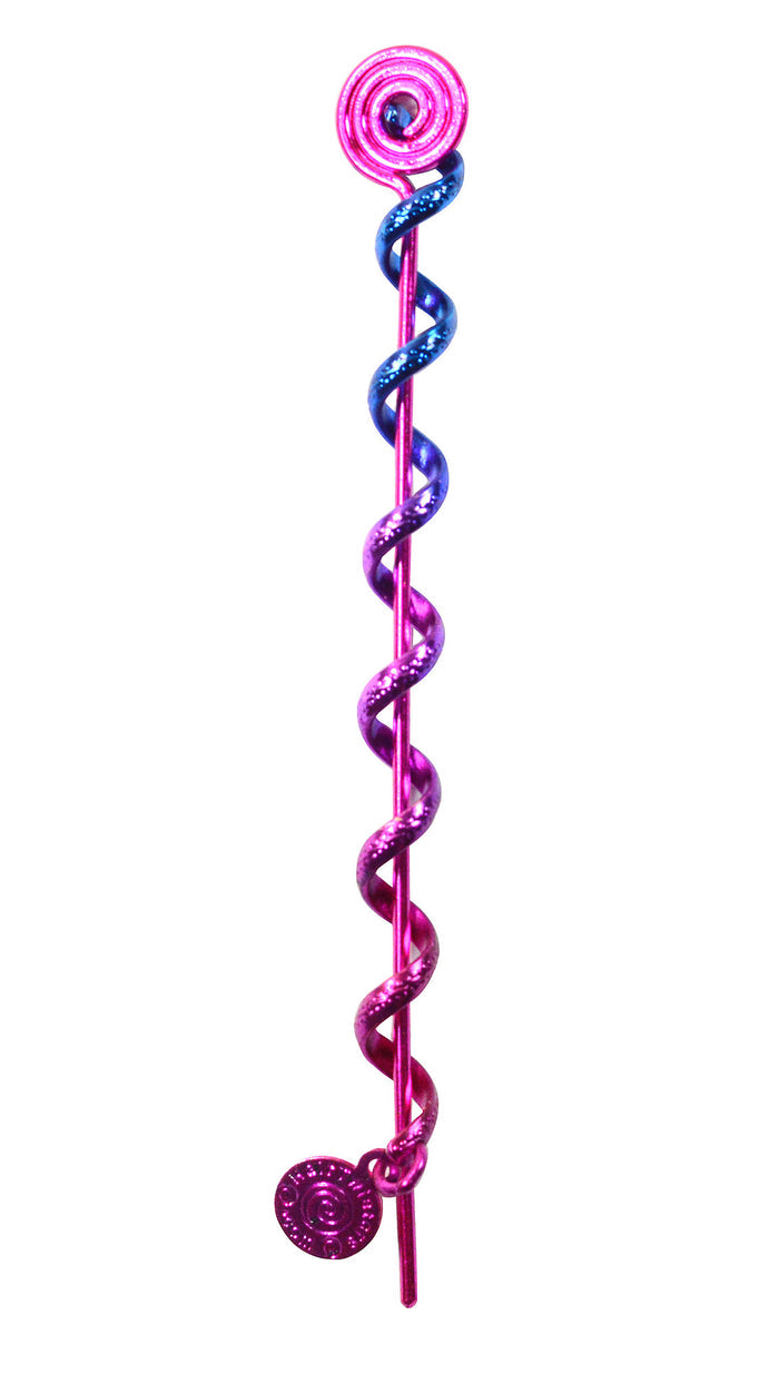 Pink Rainbow Hair Twister - 4" Spiral Ponytail Wrap front view