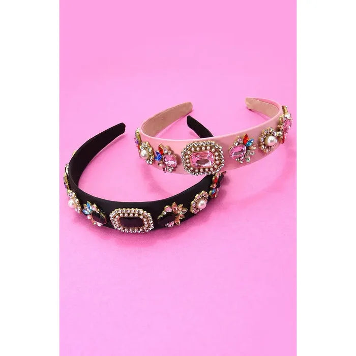 Pink Rhinestone Embellished Headband