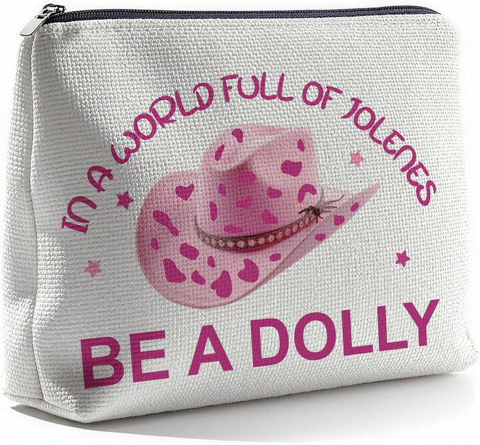 Pink Western Hat Makeup Bag, Be a Dolly Travel Period Costumes Cosmetic Bags