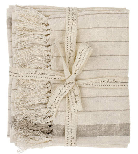 Pinstripe Hammam Hand Towels S/2, Stone 1-1017