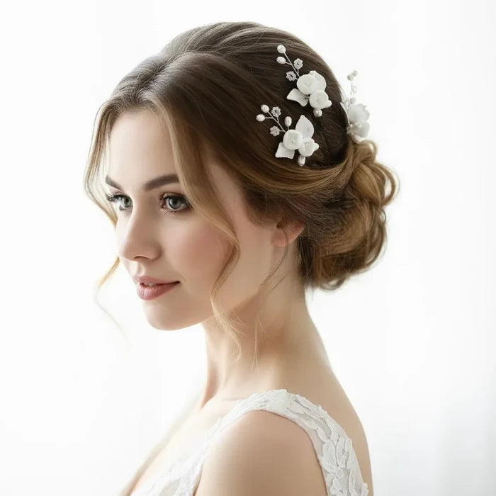 Wedding Hair Accessories -  Pearl and Opal Bridal Hair Pin Set of Three