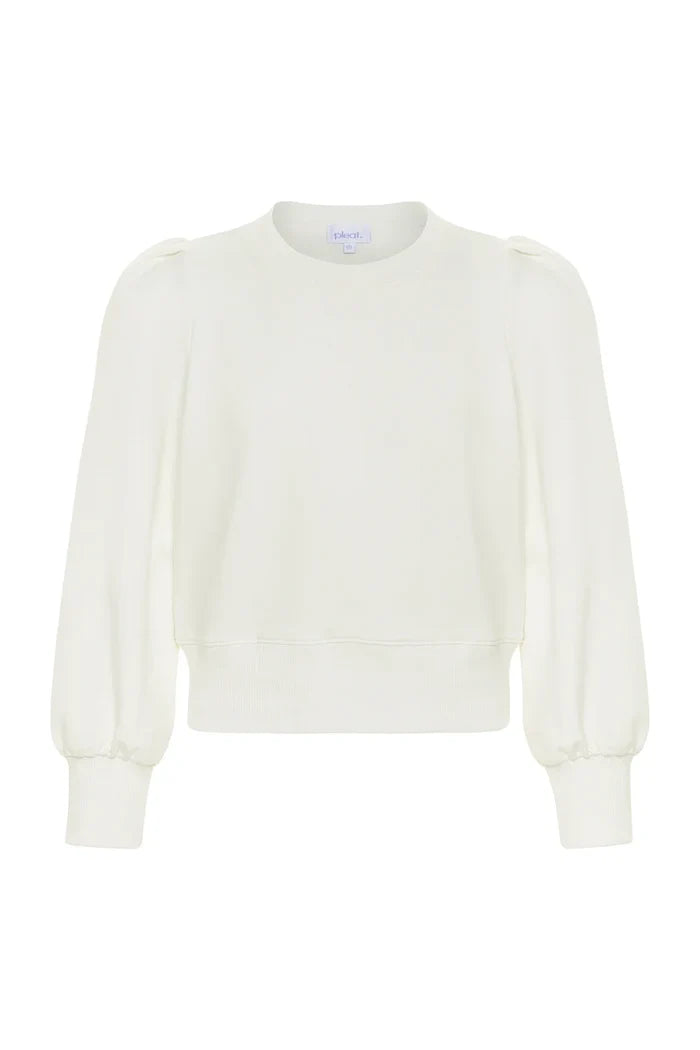 Pleat Jane L/S Sweatshirt-White