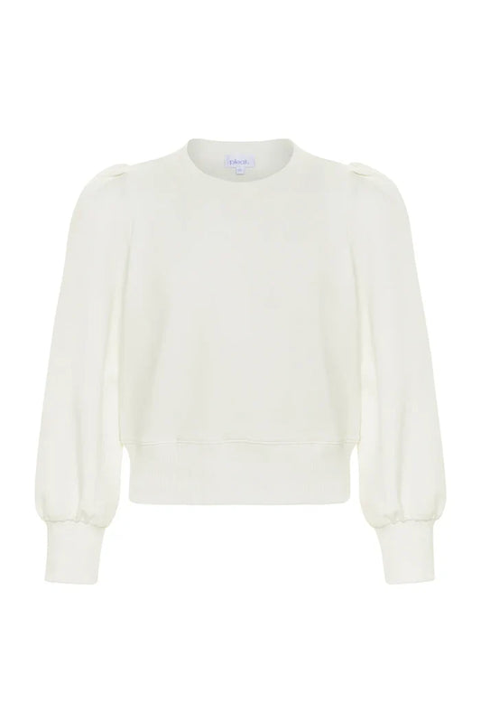 Pleat Jane L/S Sweatshirt-White