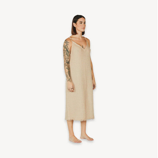 POKOLOKO Crinkle Strappy Dress - Beige IKI-SD4