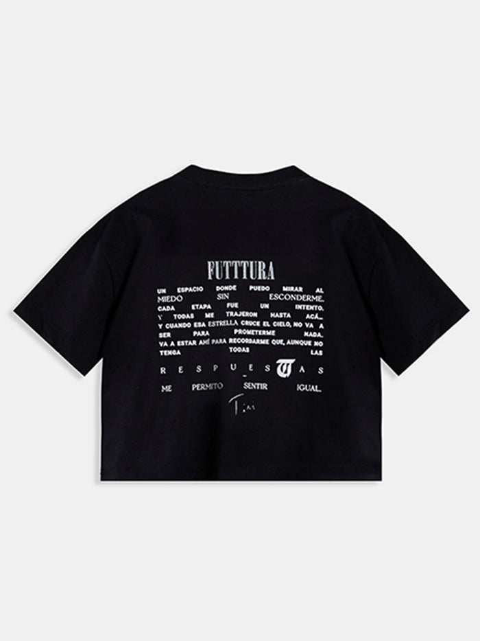 Polera Crop TINI Unisex Negra - FUTTURA