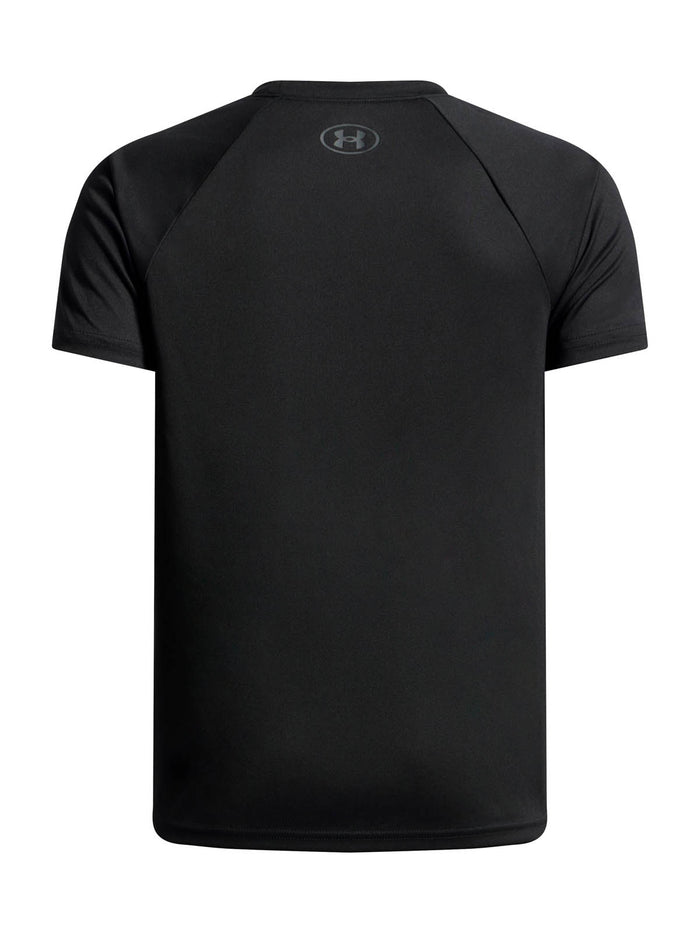 Polera manga corta de entrenamiento para niño Tech Split Wordmark negro Under Armour