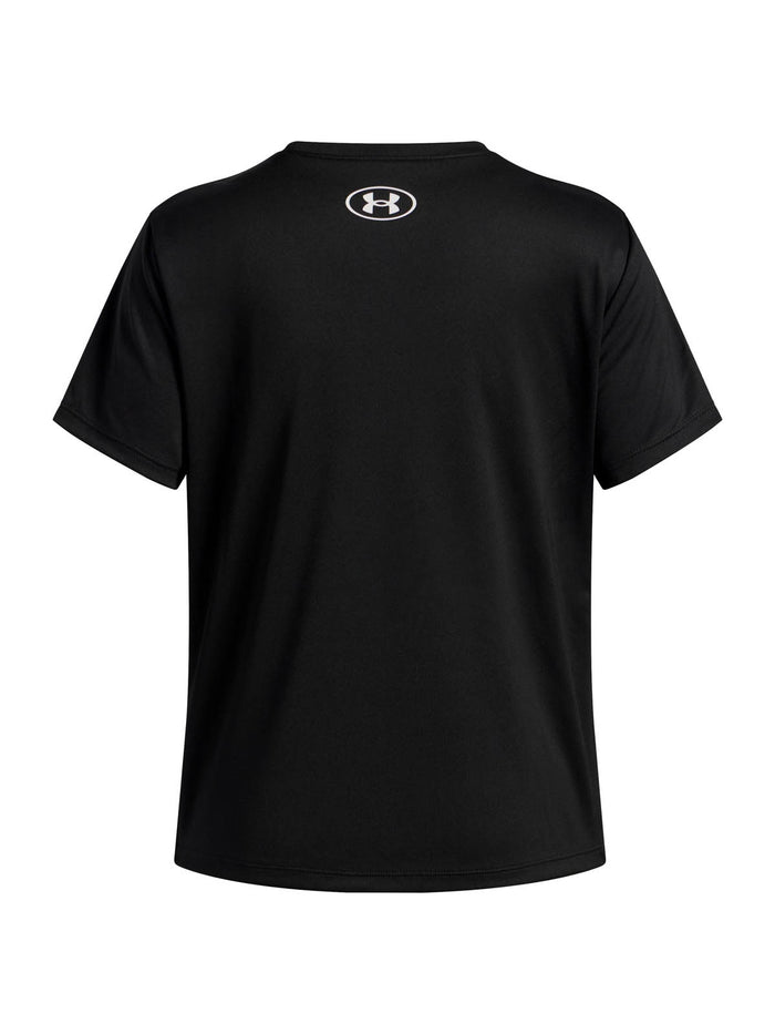 Polera manga corta de entrenamiento para niña Tech Varsity Graphic Negra Under Armour