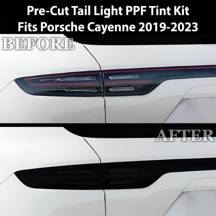 Full Headlight Taillight Precut Smoked PPF Tint Kit Film Overlay Fits Porsche Cayenne 2019 - 2023 - Bogar Tech Designs