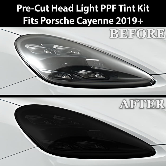 Full Headlight Taillight Precut Smoked PPF Tint Kit Film Overlay Fits Porsche Cayenne 2019 - 2023 - Bogar Tech Designs