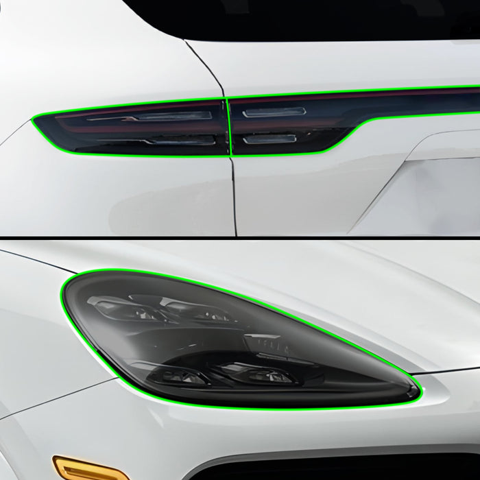 Full Headlight Taillight Precut Smoked PPF Tint Kit Film Overlay Fits Porsche Cayenne 2019 - 2023 - Bogar Tech Designs