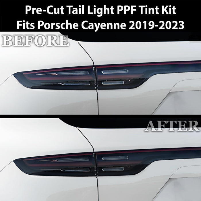 Full Headlight Taillight Precut Smoked PPF Tint Kit Film Overlay Fits Porsche Cayenne 2019 - 2023 - Bogar Tech Designs