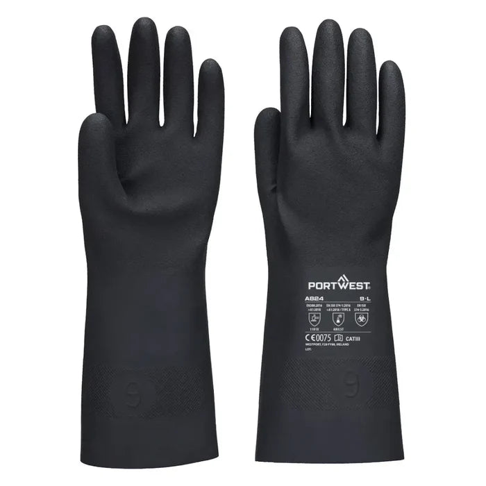 A824 butyl gauntlet work gloves with grip performance