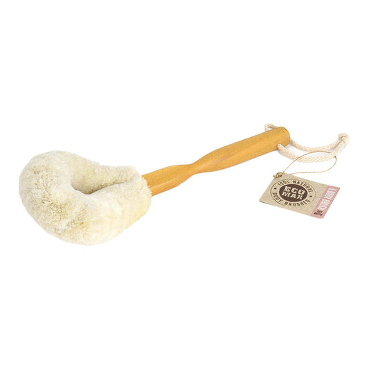 Biodegradable body brush with soft jute fibres suitable for sensitive or delicate skin.