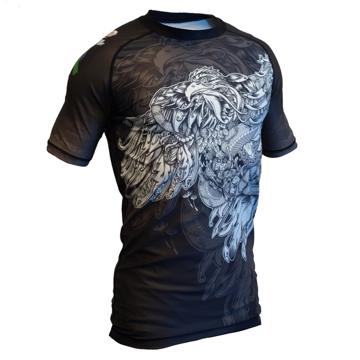 Retro Grapplers Protect our Heroes - Veteran Mental Health black long-sleeve rash guard