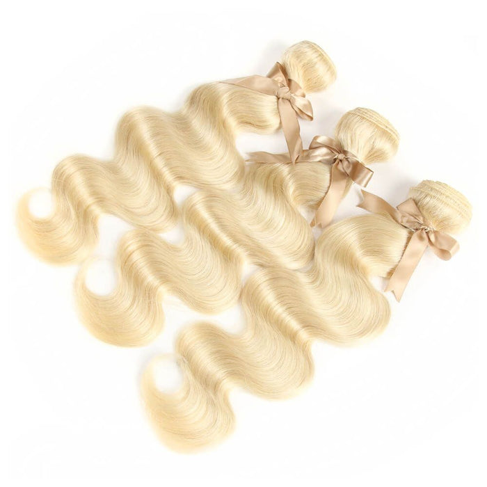 glossy look body wave 613 blonde human hair bundles 3pcs