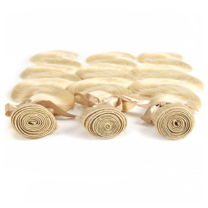 machine weft body wave 613 blonde human hair bundles 3pcs