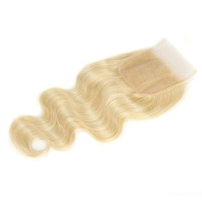body wave 613 blonde virgin human hair weave with 4x4 lace closure
