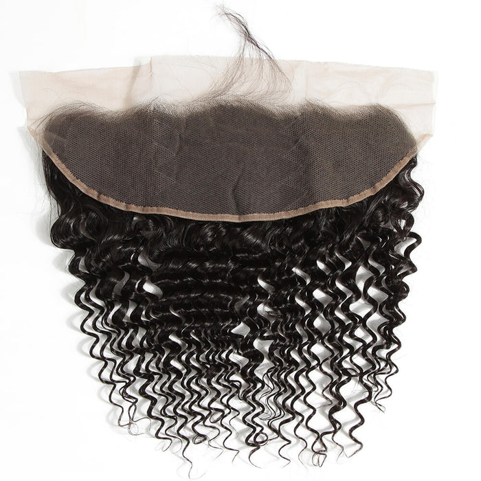 curly natural black virgin human hair with 13*4 lace frontals