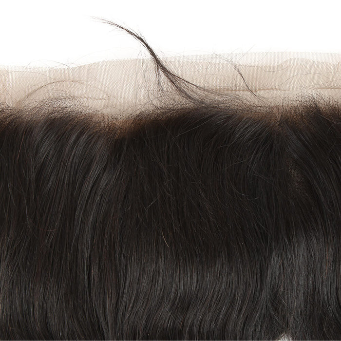 hand tied natural black body wave human hair with 360 lace frontal closure