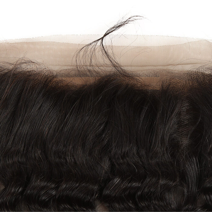pre plucked curly wave natural black hair with lace frontal