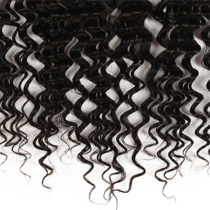 healthy end curly wave natural black hair with lace frontal closure