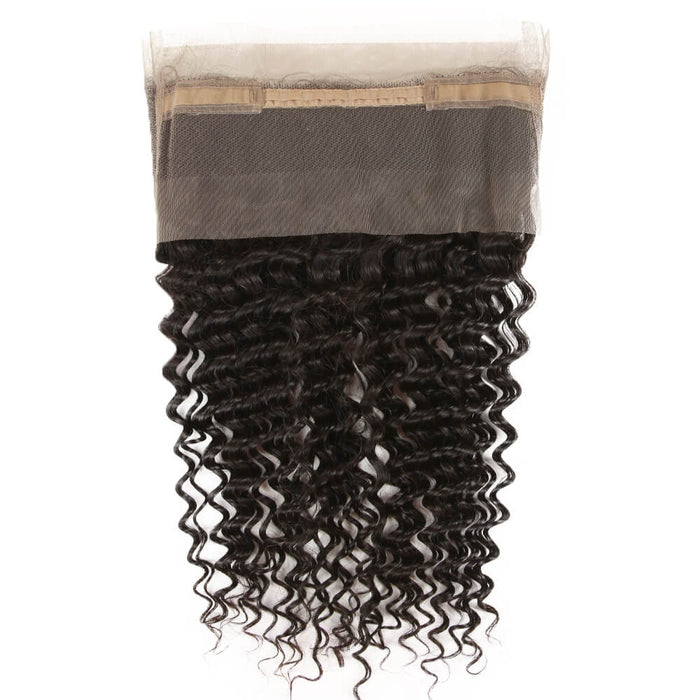 tangle free curly wave natural black hair with lace frontal closure