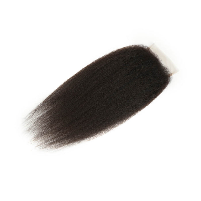 natural black kinky straight virgin human hair with 4x4 closure