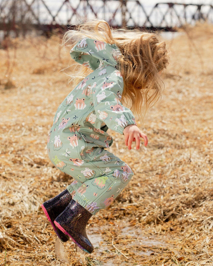 Rain One-Piece In Polyurethane Green Frog Print-1