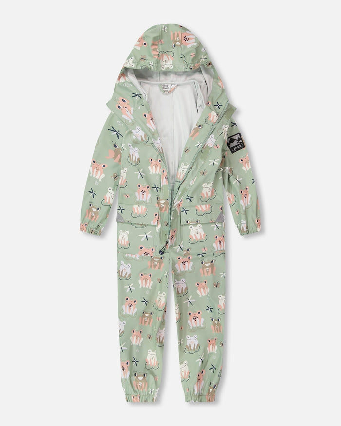 Rain One-Piece In Polyurethane Green Frog Print-3