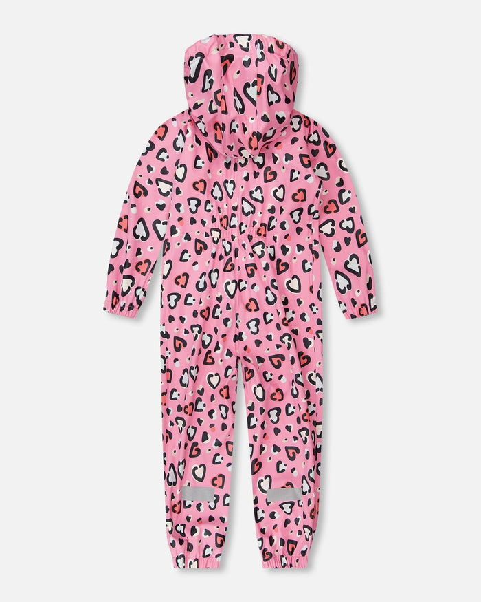 Rain One-Piece In Polyurethane Pink Heart Print-3