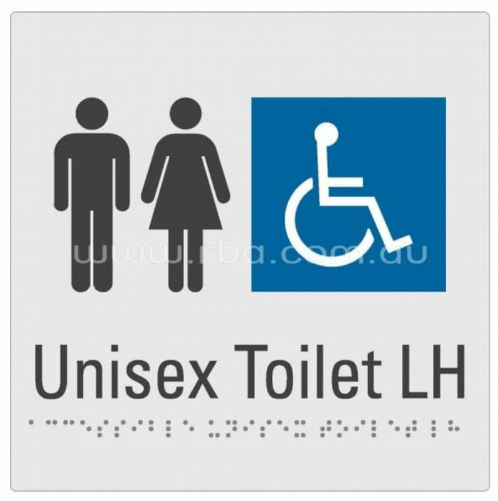 RBA Budget Braille Sign RBA4330 Unisex Disabled Toilet Sign LH