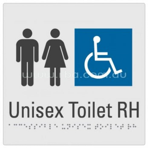 RBA Budget Braille Sign RBA4330 Unisex Disabled Toilet Sign RH