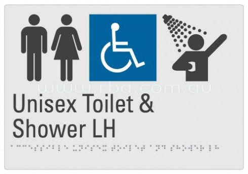 RBA Budget Braille Sign RBA4330 Unisex Toilet and Shower LH