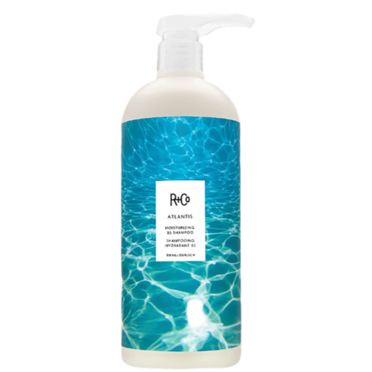 R+Co ATLANTIS Shampoo, hydrating shampoo for dry hair, moisturizing B5 shampoo, salon size shampoo, anti-frizz shampoo, shampoo for sun-damaged hair, R+Co liter shampoo, color-safe shampoo, shine-enhancing shampoo, natural humectant shampoo