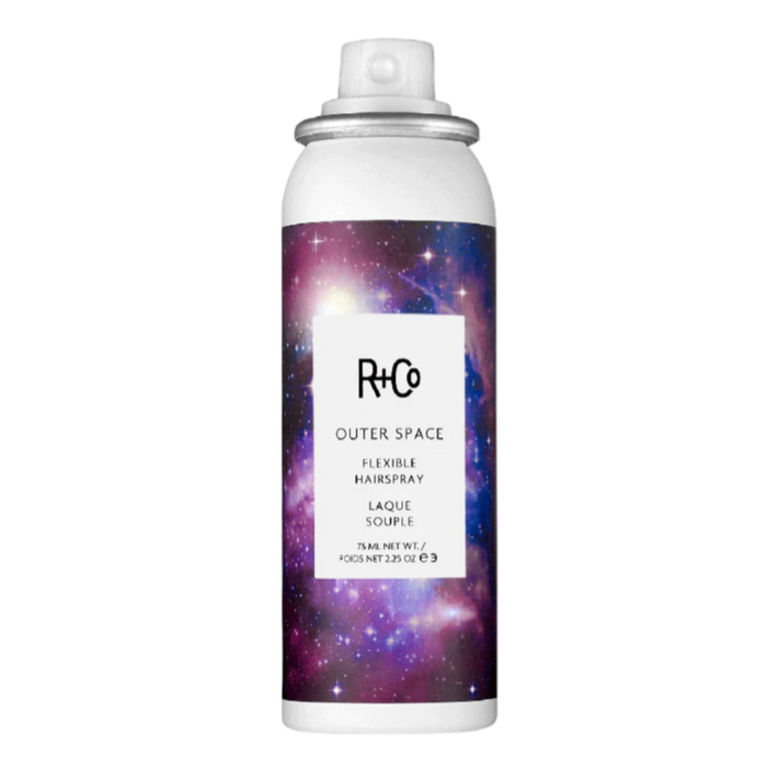 flexible hairspray, R+Co OUTER SPACE, flexible hold hairspray, hairspray for layering, styling hairspray, travel-size hairspray, all hair types hairspray, versatile hairspray, hair styling spray, reworkable hairspray, non-stiff hairspray, flexible hold for styling, R+Co hairspray