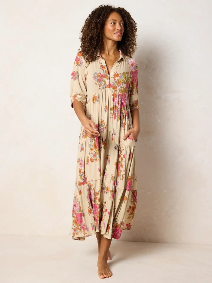 Rebecca "ButterSoft" Midi Dress - English Garden Cream-view 5
