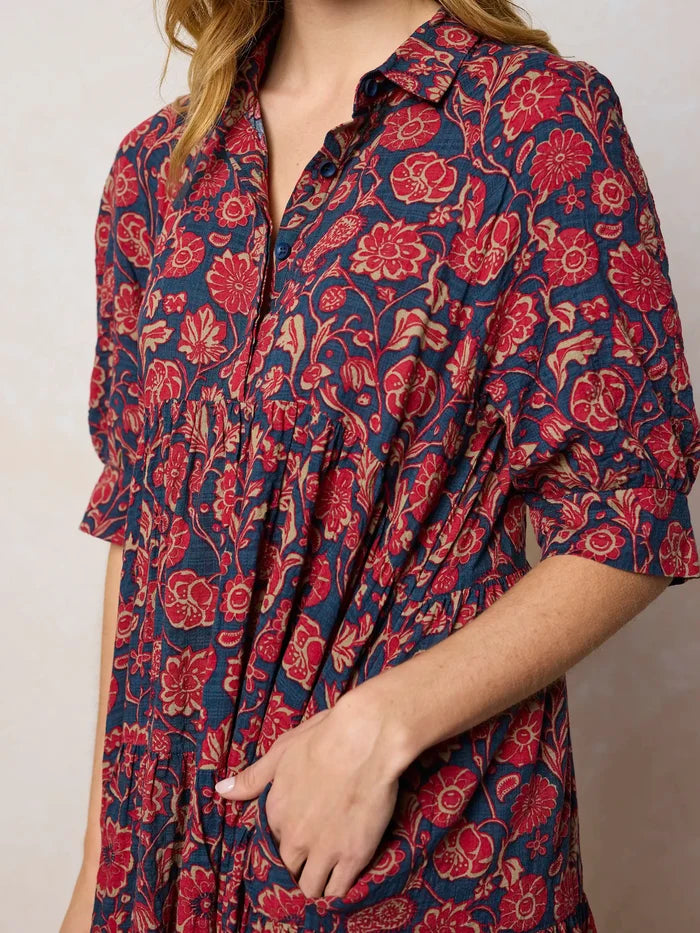 Rebecca Midi Dress - Ornate Paisley Navy-view 2